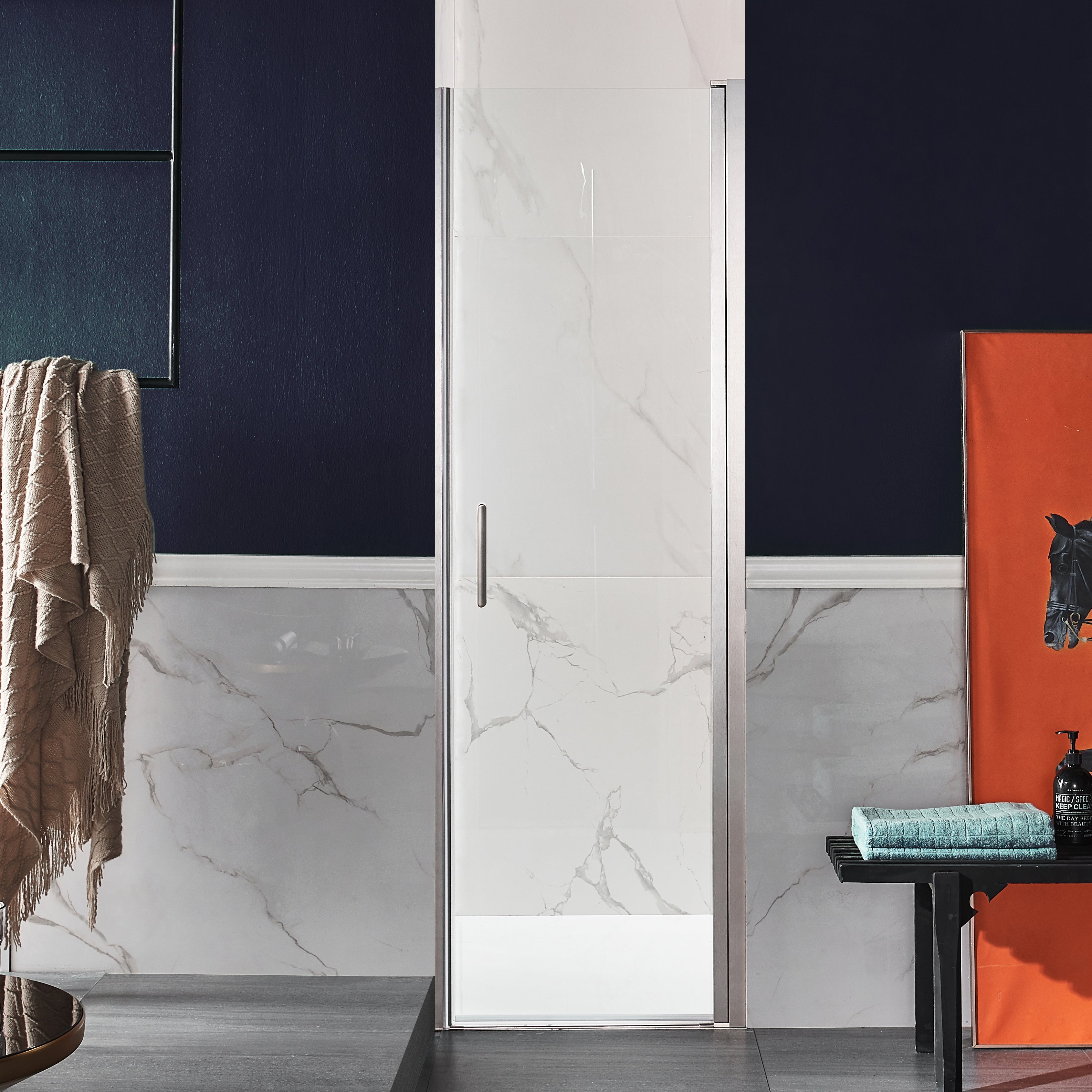 Lancer 23 in. x 72 in. Semi-Frameless Shower Door with TSUNAMI GUARD