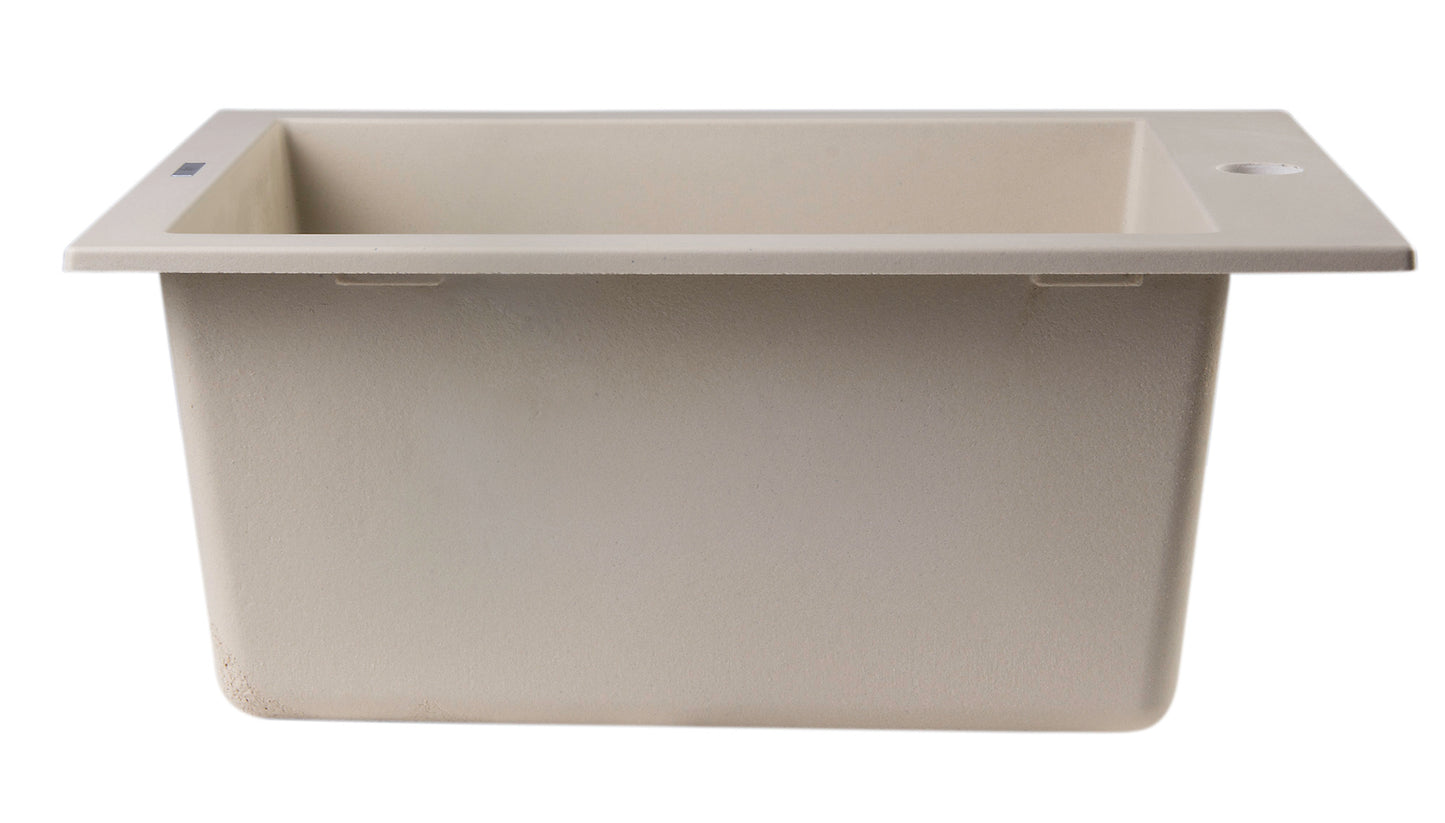 ALFI brand AB1720DI-B Biscuit 17" Drop-In Rectangular Granite Composite Kitchen Prep Sink