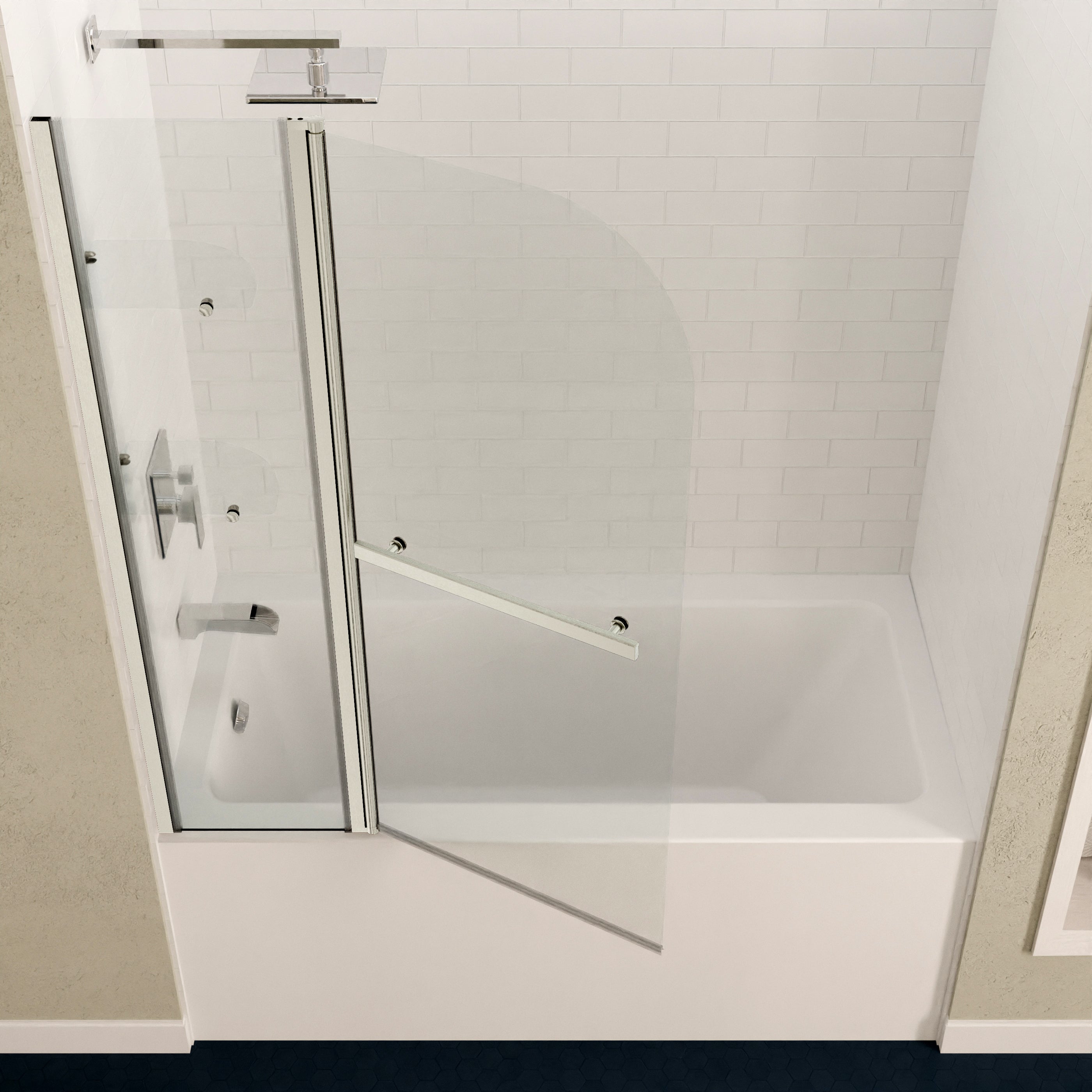 Anzzi 5 ft. Acrylic Rectangle Tub in White With 48 in. x 58 in. Frameless Tub Door