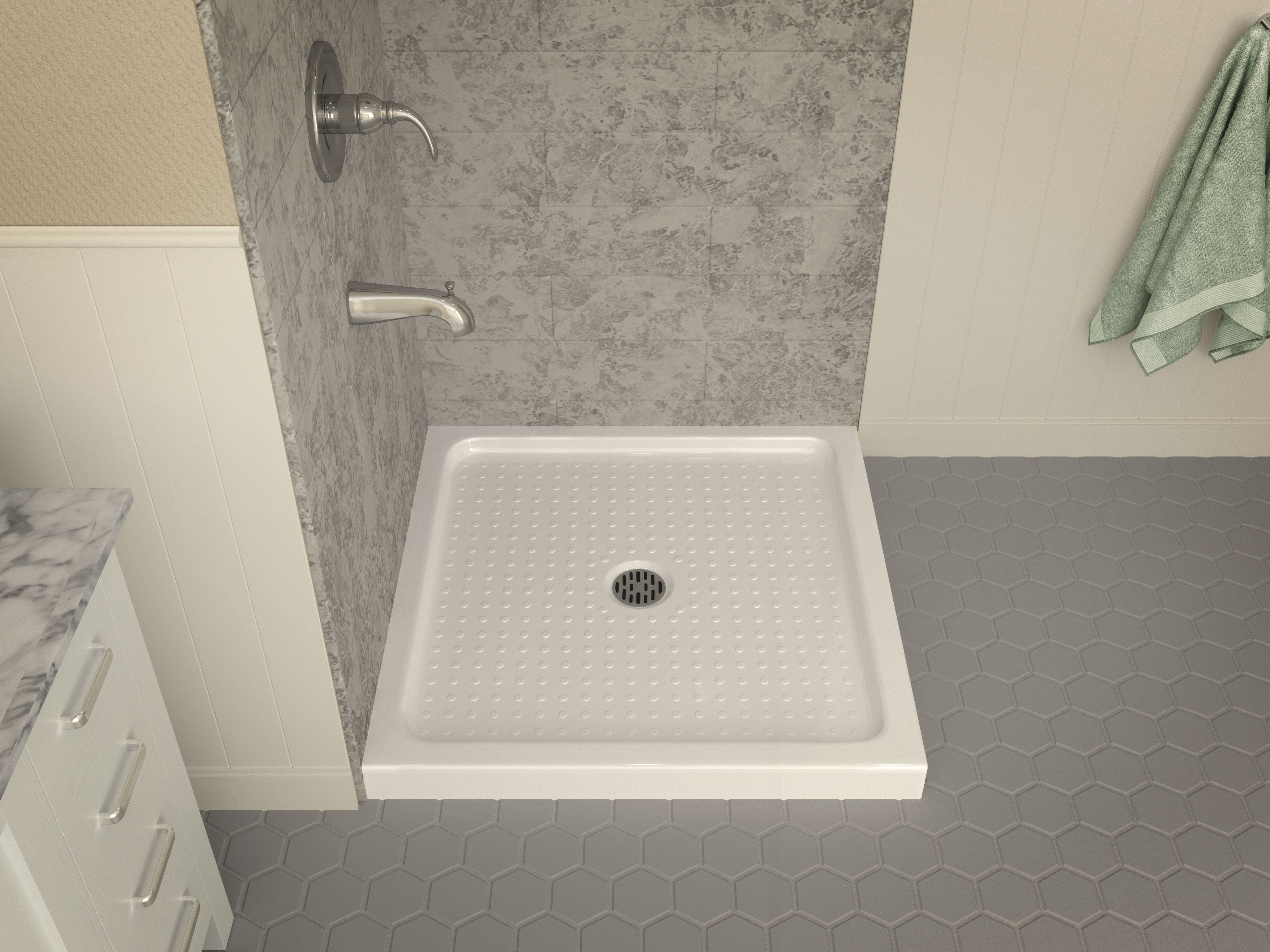 Valley Series 38 in. x 38 in. Shower Base in White