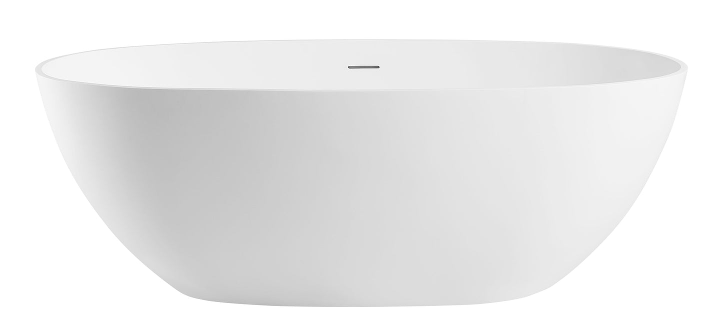 ALFI brand AB9975 59" White Oval Solid Surface Resin Soaking Bathtub