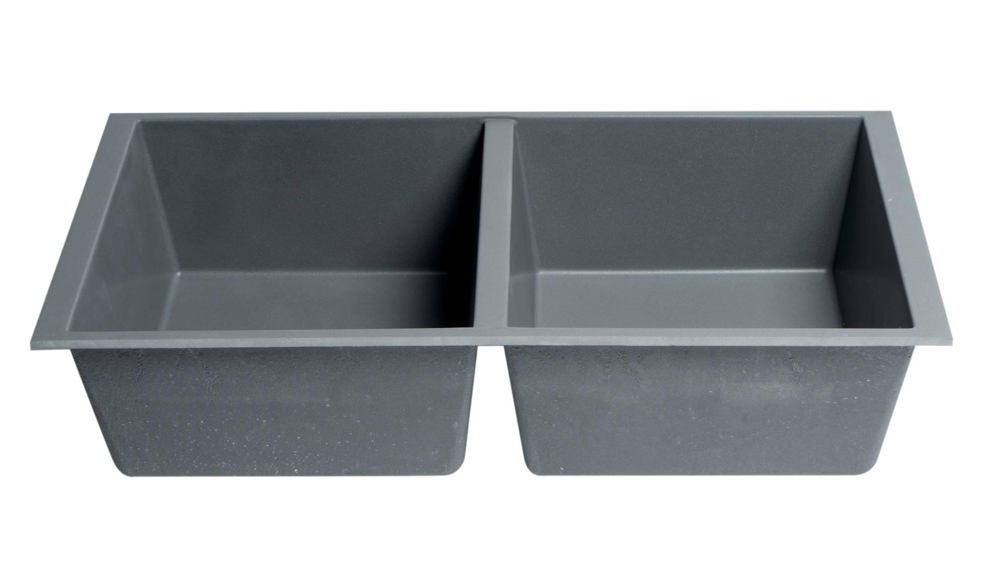 ALFI brand AB3420UM-T Titanium 34" Undermount Double Bowl Granite Composite Kitchen Sink