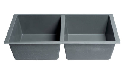 ALFI brand AB3420UM-T Titanium 34" Undermount Double Bowl Granite Composite Kitchen Sink