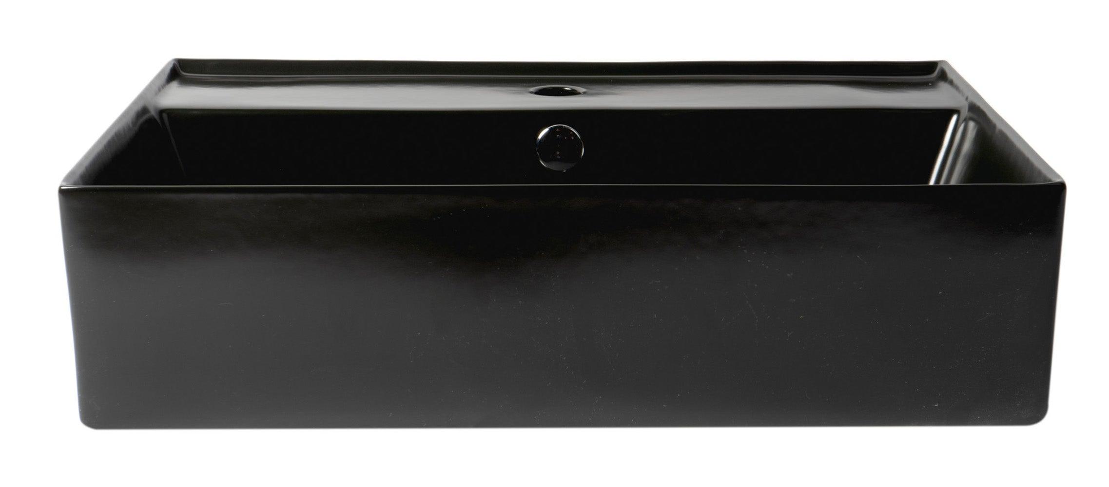 ALFI brand ABC901-BM Black Matte 24" Modern Rectangular Above Mount Ceramic Sink with Faucet Hole