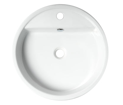 ALFI brand ABC702 White 19" Round Semi Recessed Ceramic Sink with Faucet Hole