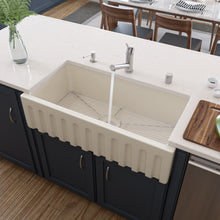Load image into Gallery viewer, ALFI brand AB3618HS-B  36 inch Biscuit Reversible Smooth / Fluted Single Bowl Fireclay Farm Sink