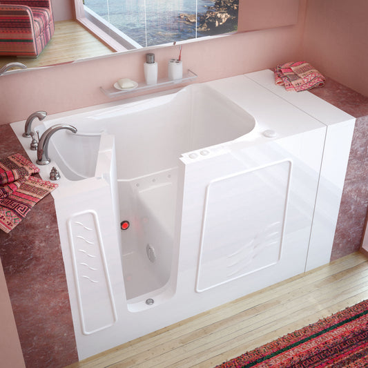 MediTub Walk-In 30 x 53 Left Drain Air Jetted Walk-In Bathtub in White 