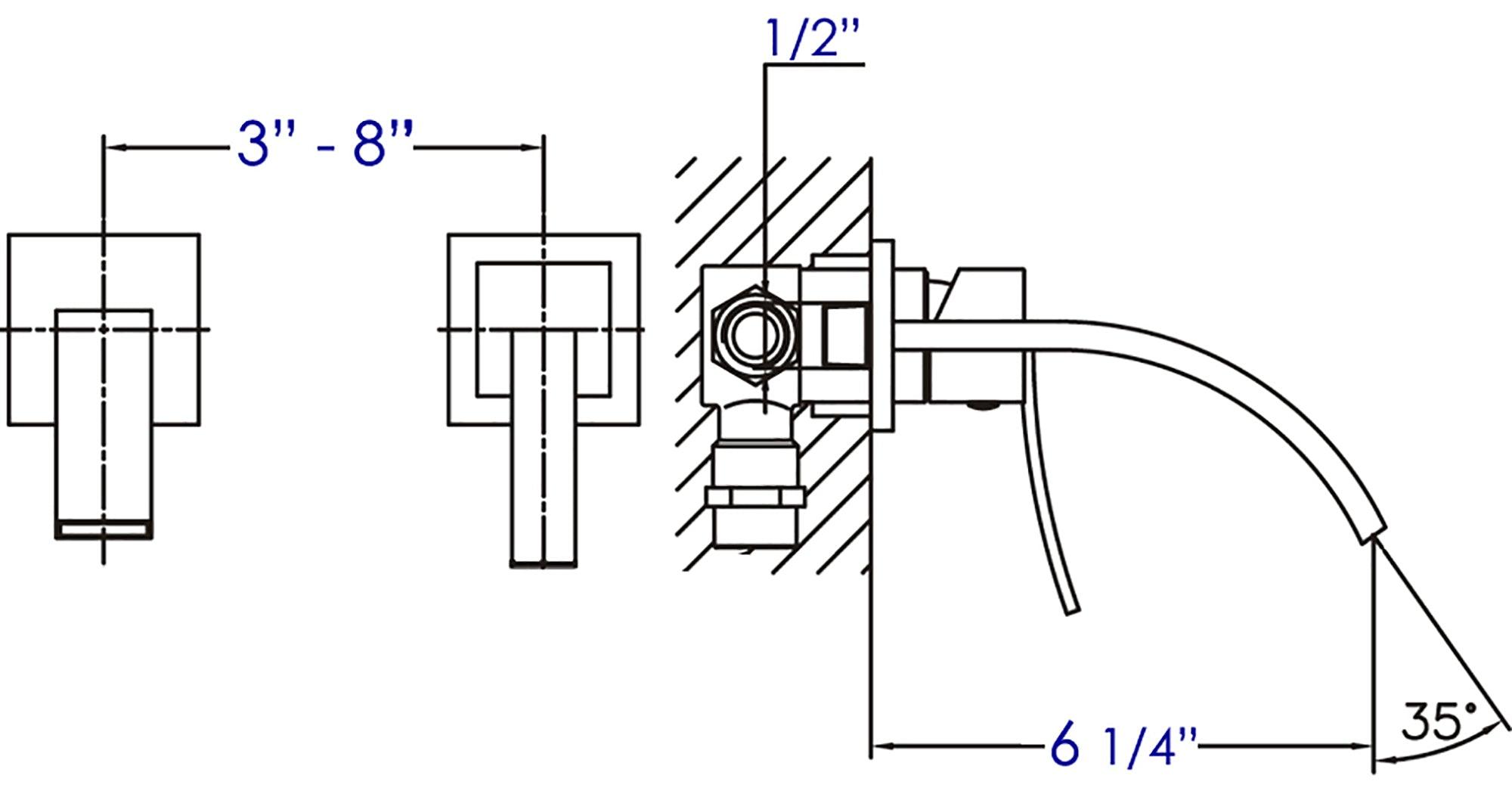 ALFI brand AB1256-BN Brushed Nickel Single Lever Wallmount Bathroom Faucet