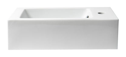 ALFI brand ABC116 White 20" Small Rectangular Wall Mounted Ceramic Sink with Faucet Hole