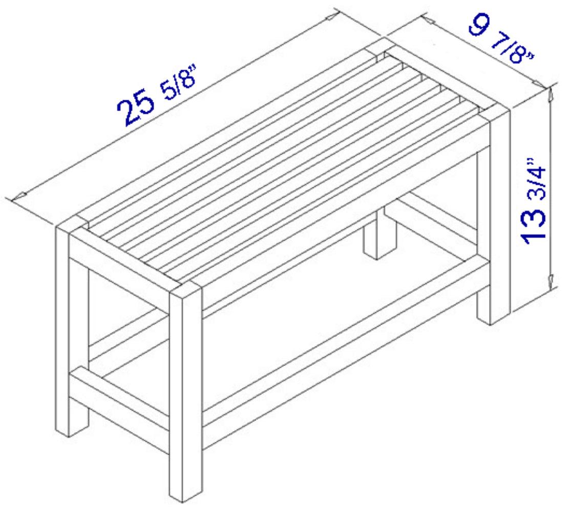 ALFI brand AB4401 26" Solid Wooden Slated Single Person Sitting Bench