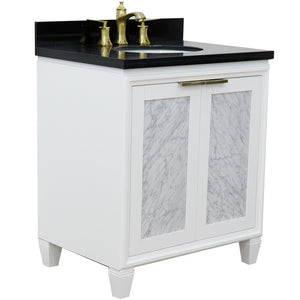 Bellaterra 31" Wood Single Vanity w/ Counter Top and Sink 400990-31-WH-BGO