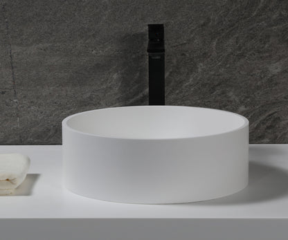 ALFI brand ABRS15R 15" Round White Matte Solid Surface Resin Sink