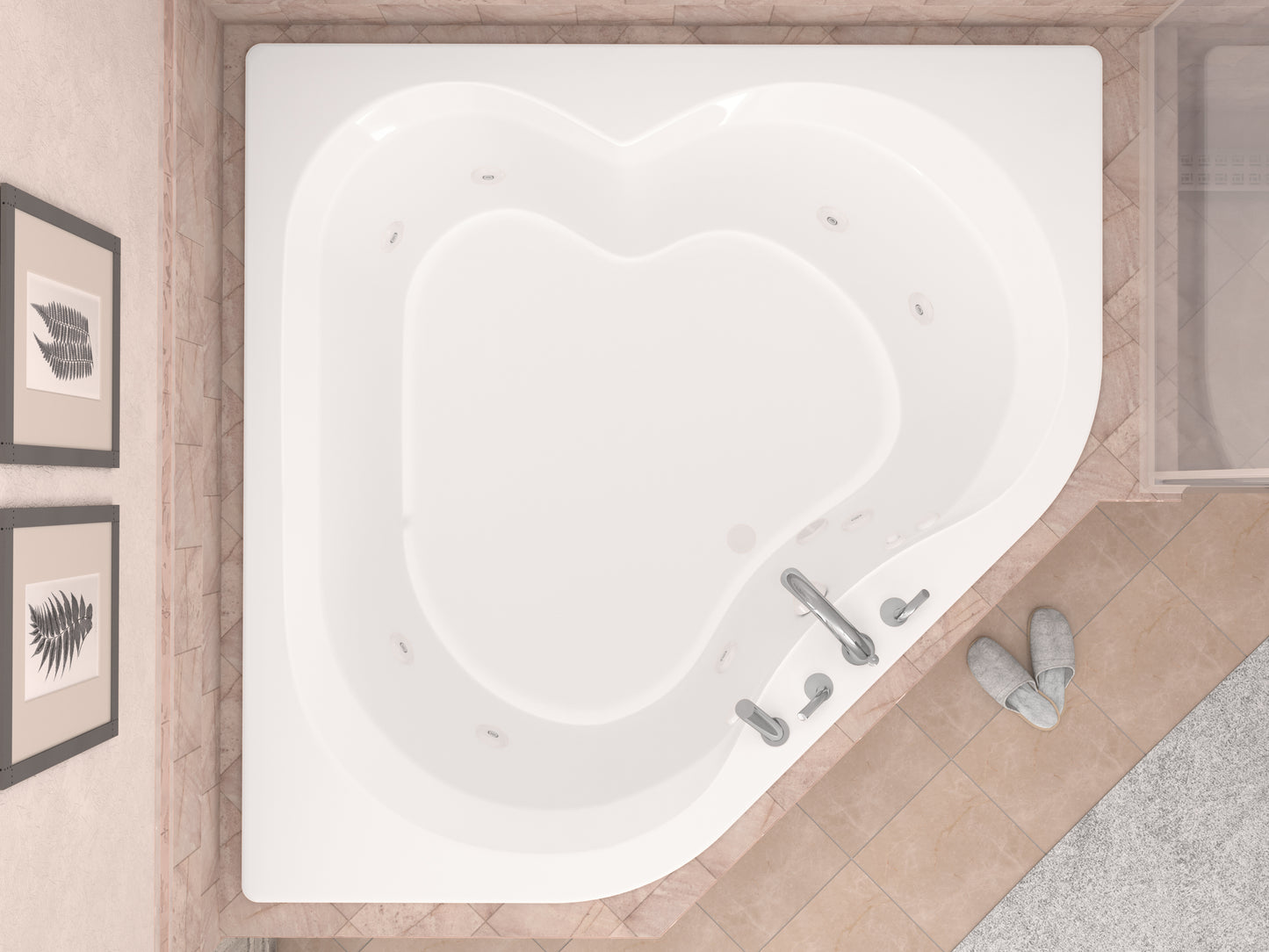 Atlantis Whirlpools Cascade 60 x 60 Corner Whirlpool Jetted Bathtub