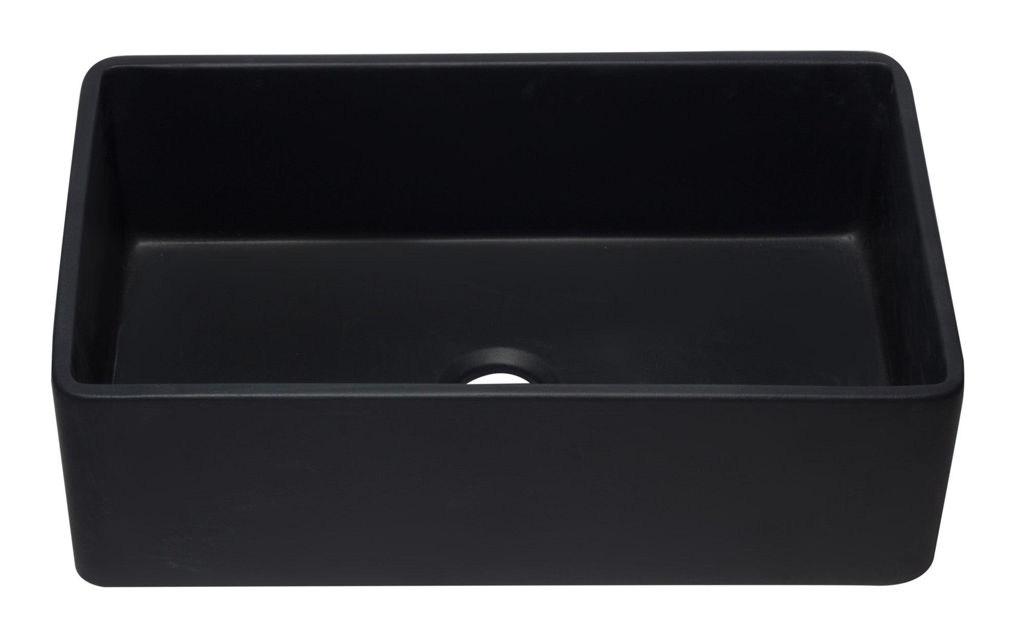 ALFI brand AB3320SB-BM 33 inch Black Reversible Single Fireclay Farmhouse Kitchen Sink