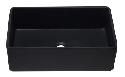 ALFI brand AB3320SB-BM 33 inch Black Reversible Single Fireclay Farmhouse Kitchen Sink