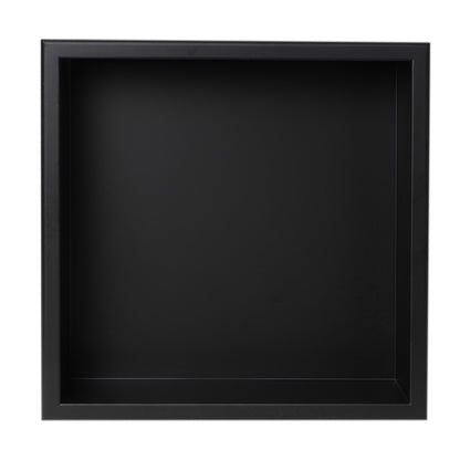 ALFI brand ABNC1616-BLA 16" x 16" Black Matte Stainless Steel Square Single Shelf Bath Shower Niche