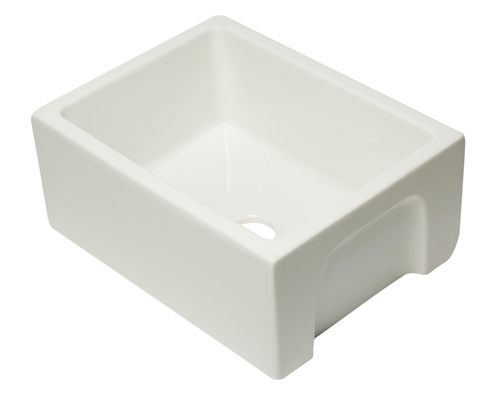 ALFI brand AB2418HS-B 24 inch Biscuit Reversible Smooth / Fluted Single Bowl Fireclay Farm Sink