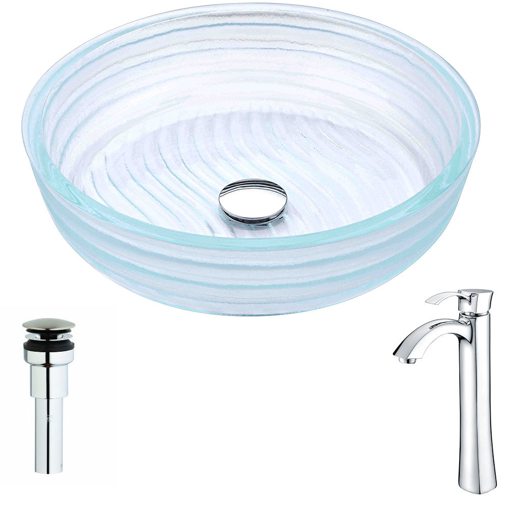 Canta Series Deco-Glass Vessel Sink in Lustrous Translucent Crystal with Harmony Faucet