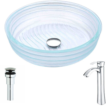 Canta Series Deco-Glass Vessel Sink in Lustrous Translucent Crystal with Harmony Faucet