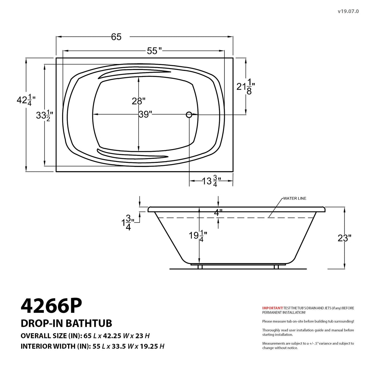 Atlantis Whirlpools Polaris 42 x 66 Rectangular Air Jetted Bathtub