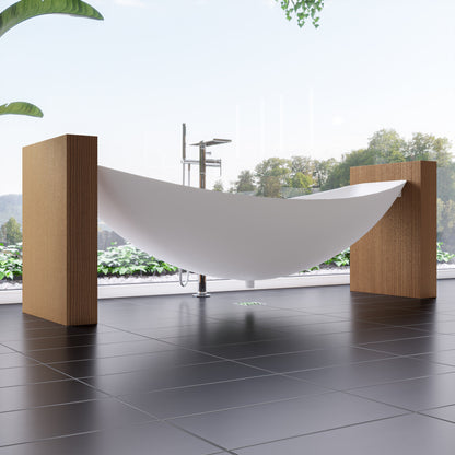 ALFI brand HammockTub1-WM White Matte 79" Acrylic Suspended Wall Mounted Hammock Bathtub