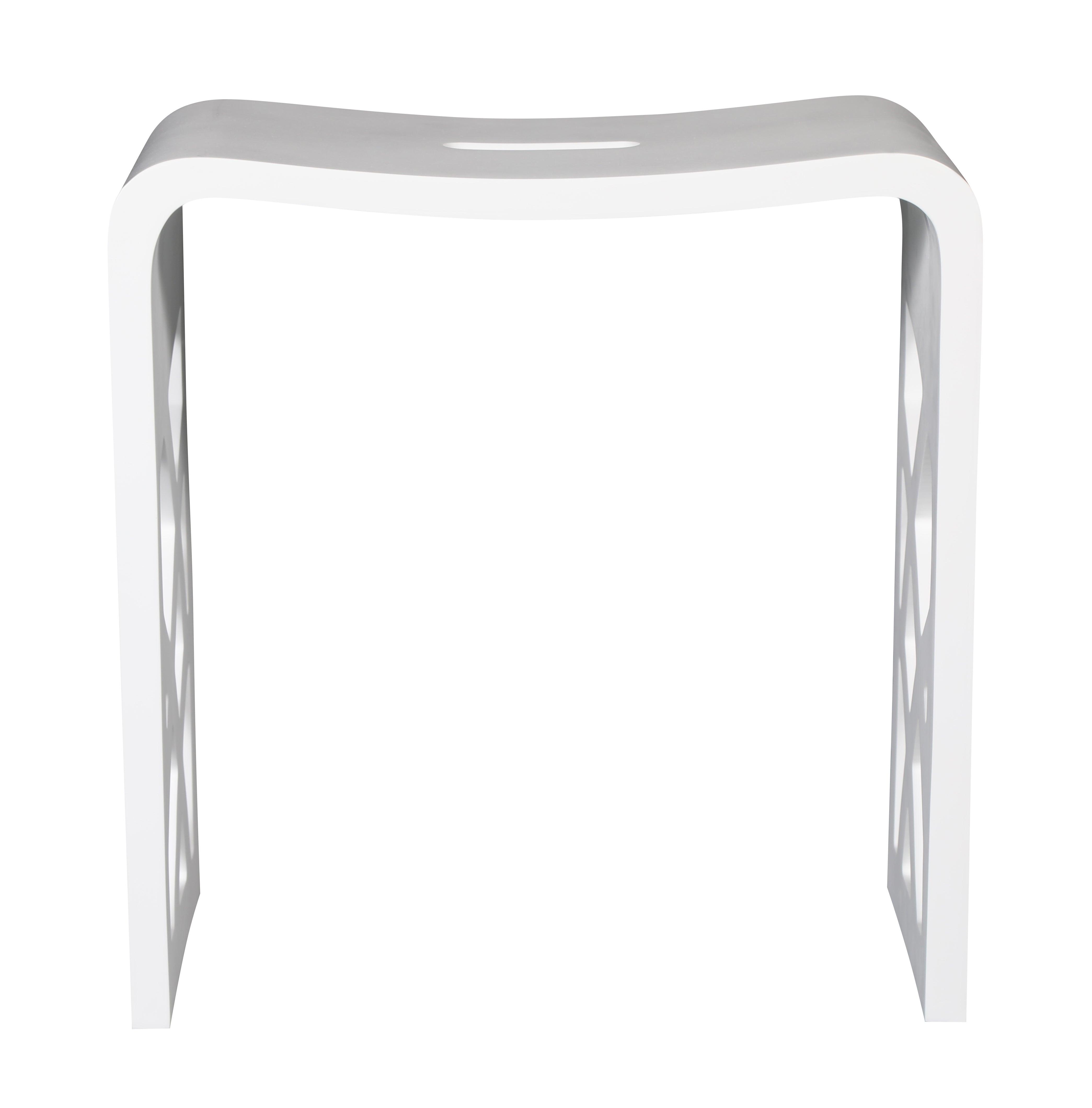 ALFI brand ABST88 Designer White Matte Solid Surface Resin Bathroom / Shower Stool