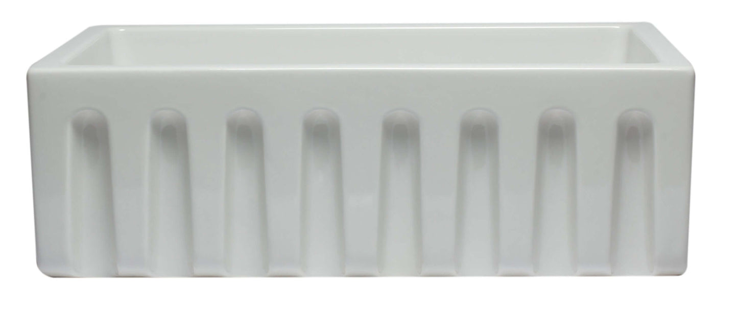 ALFI brand AB3018HS-W 30 inch White Reversible Smooth / Fluted Single Bowl Fireclay Farm Sink