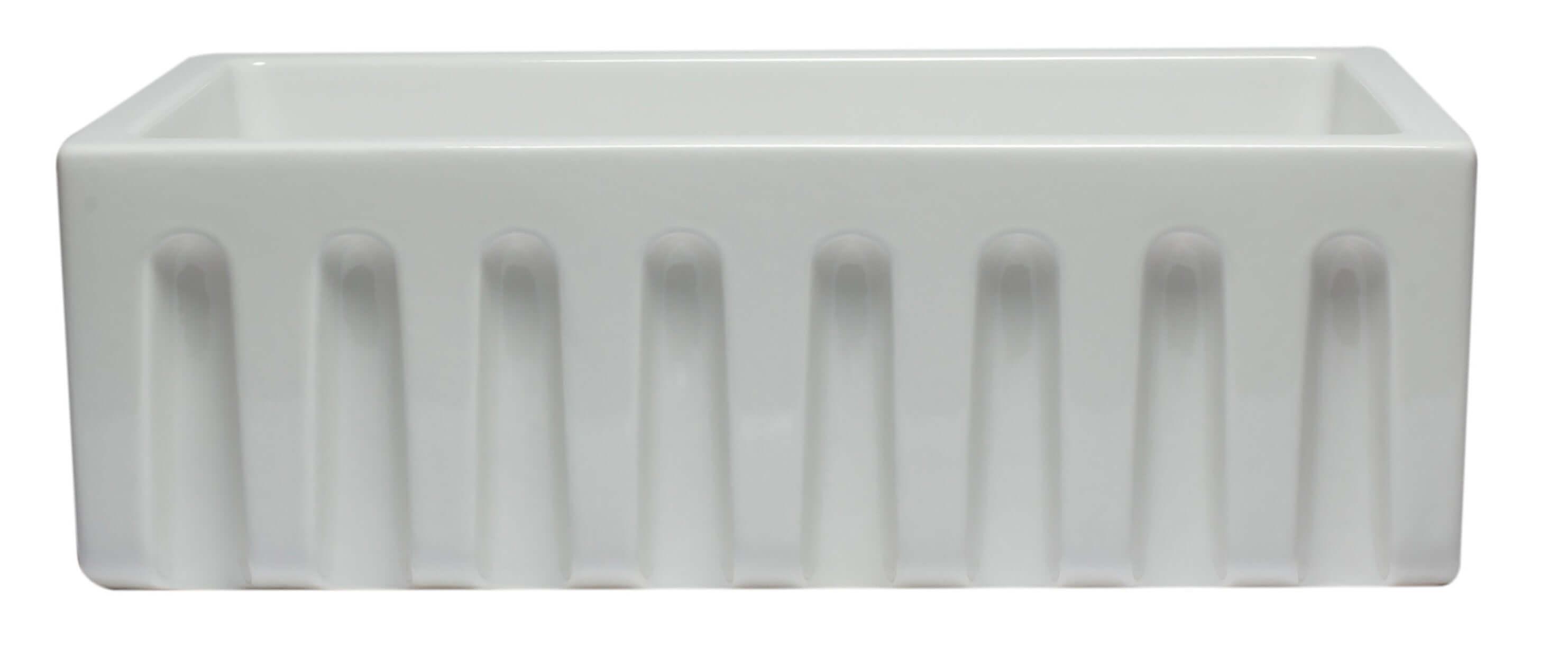 ALFI brand AB3018HS-W 30 inch White Reversible Smooth / Fluted Single Bowl Fireclay Farm Sink