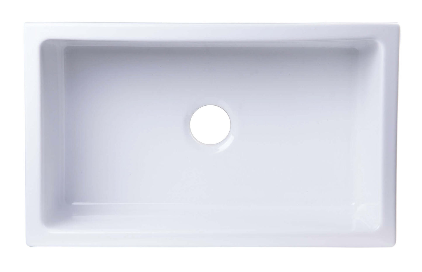 ALFI brand AB3018SB-W  30" White Smooth Apron Solid Thick Wall Fireclay Single Bowl Farm Sink