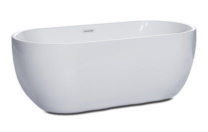 ALFI brand AB8838 59 inch White Oval Acrylic Free Standing Soaking Bathtub