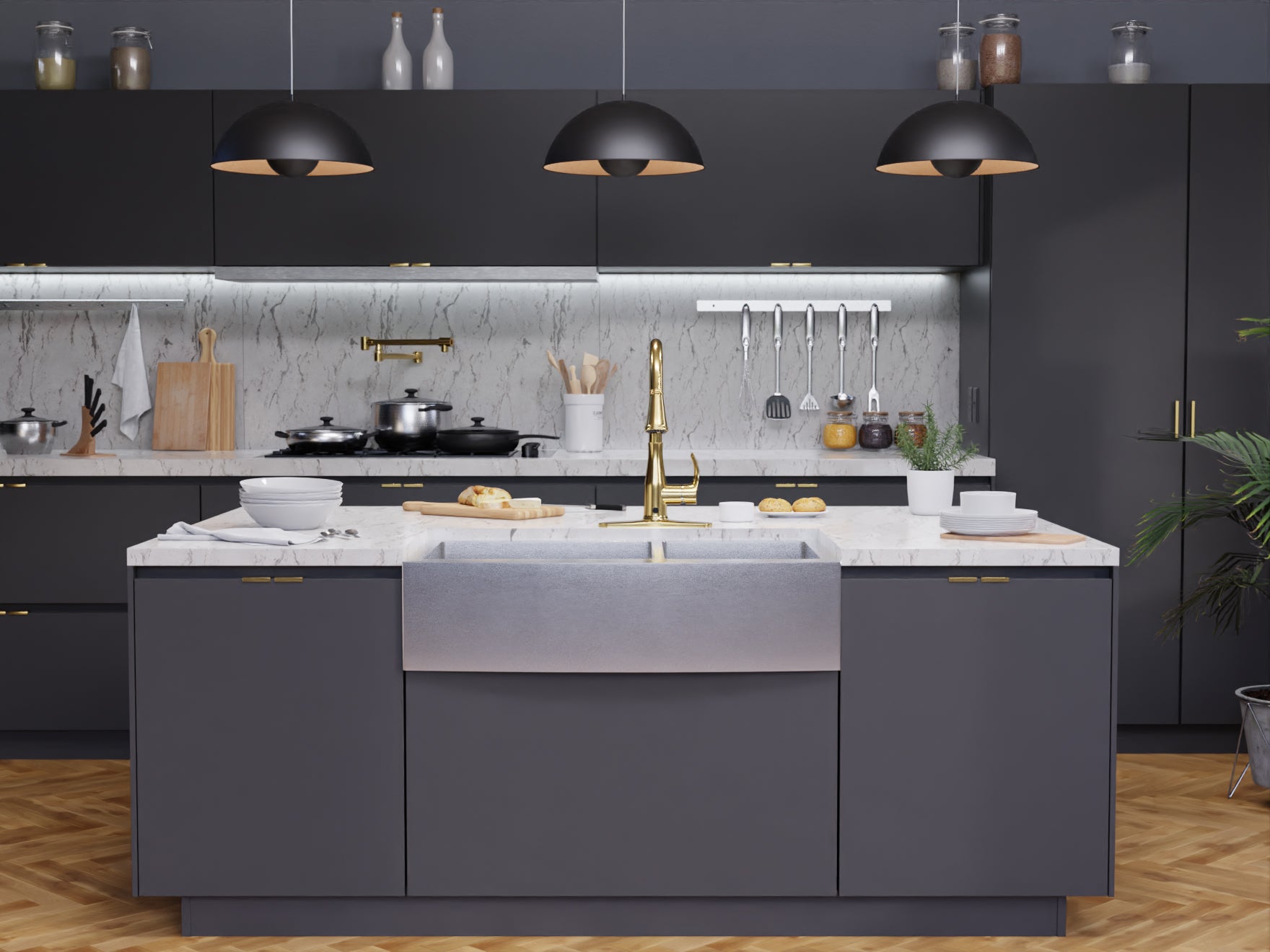 Sifo Hands Free Touchless 1-Handle Pull-Down Sprayer Kitchen Faucet with Motion Sense and Fan Sprayer