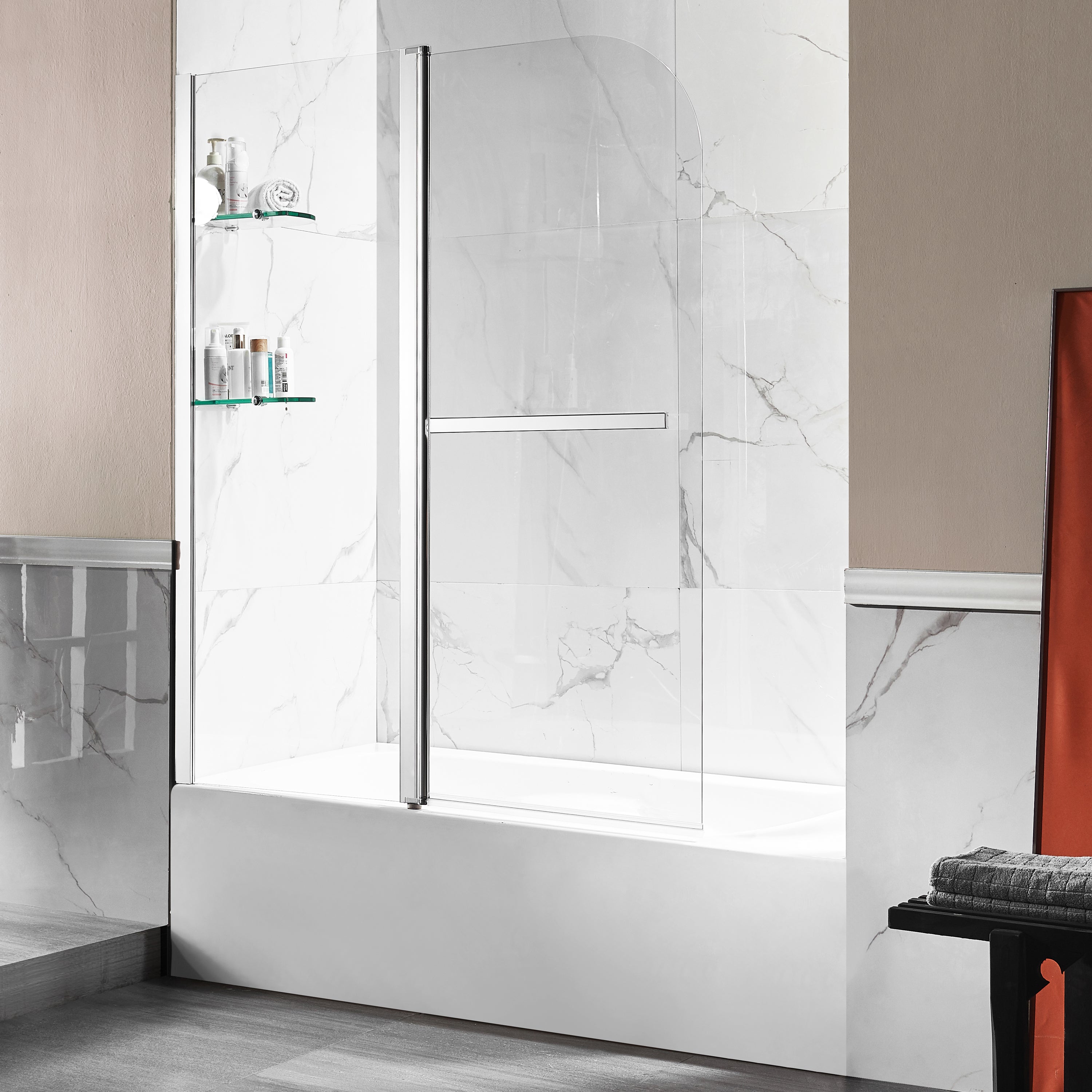 Galleon 48 in. x 58 in. Frameless Tub Door with TSUNAMI GUARD