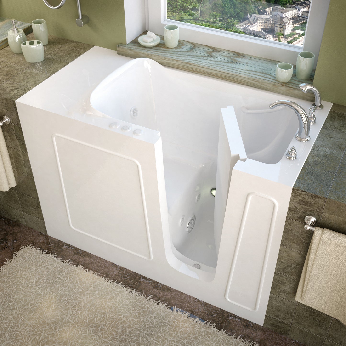 MediTub Walk-In 26 x 53 Right Drain Whirlpool Jetted Walk-In White Bathtub 2653RWH