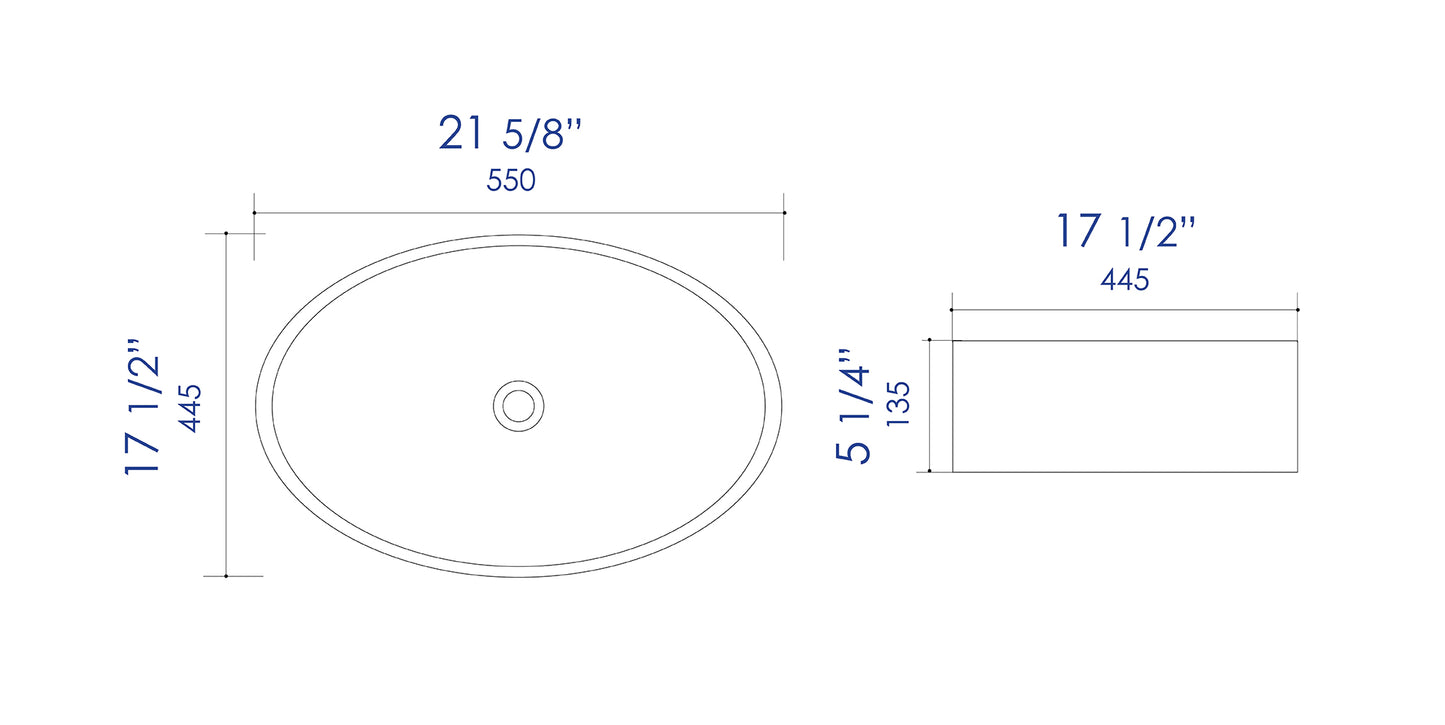 ALFI brand ABC911 White 22" Oval Above Mount Ceramic Sink