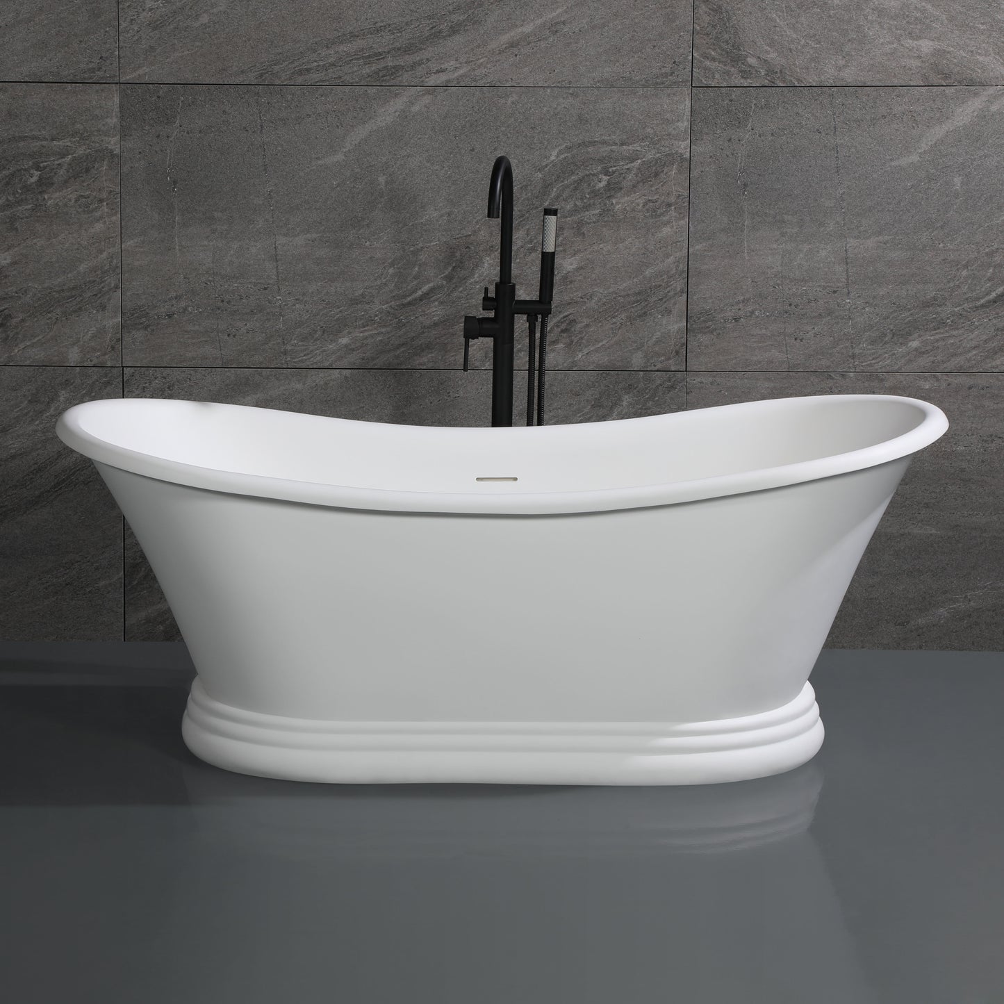 ALFI brand AB9950 67" White Matte Pedestal Solid Surface Resin Bathtub