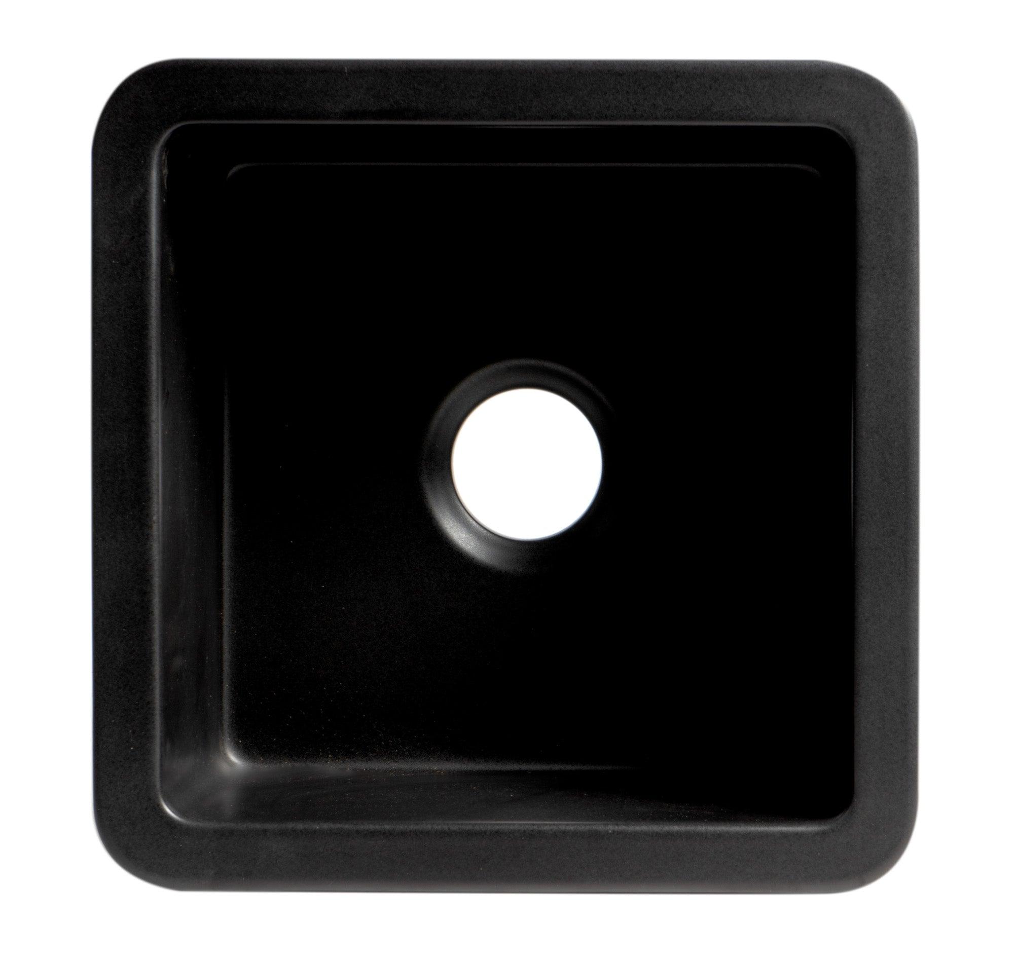 ALFI brand ABF1818S-BM Black Matte Square 18" x 18" Undermount / Drop In Fireclay Prep Sink
