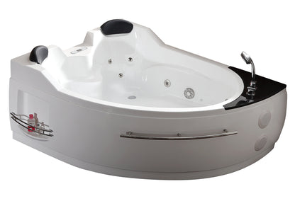 EAGO AM113ETL-R 5.5 ft Left Drain Corner Acrylic White Whirlpool Bathtub for Two