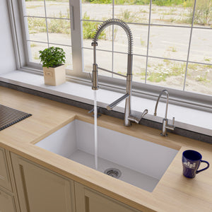 ALFI brand AB3322UM-W White 33" Single Bowl Undermount Granite Composite Kitchen Sink