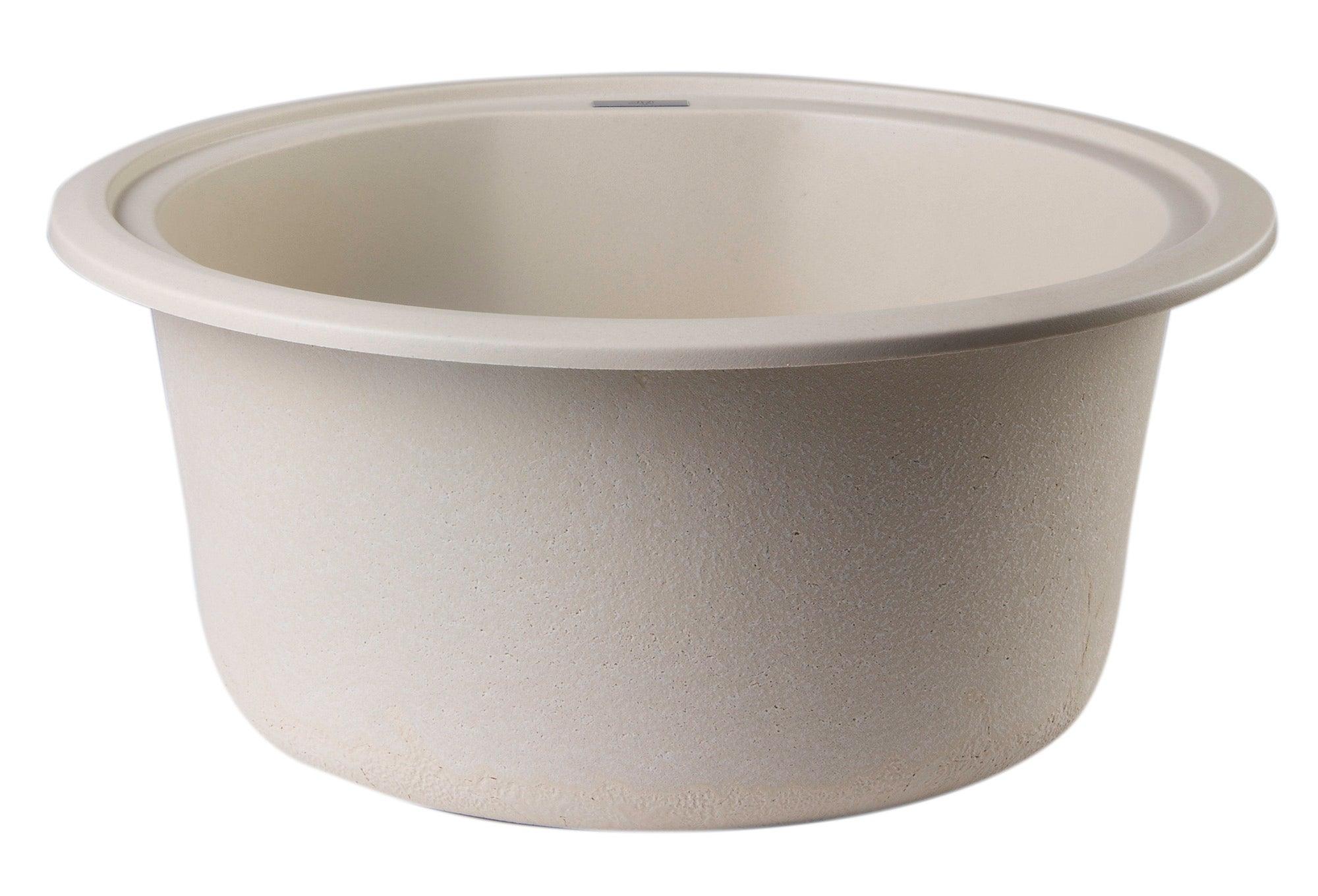 ALFI brand AB1717UM-B Biscuit 17" Undermount Round Granite Composite Kitchen Prep Sink