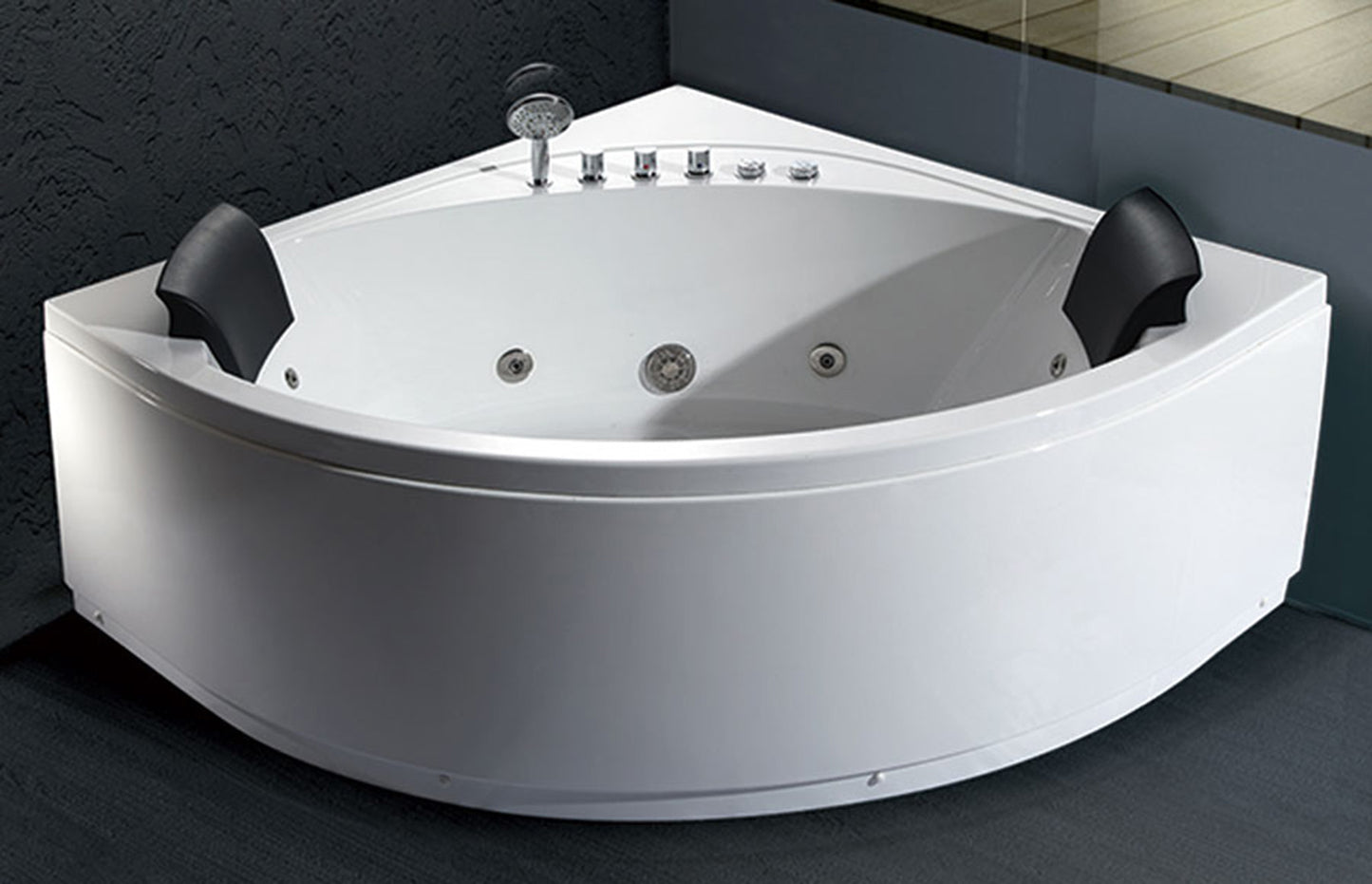 EAGO AM200  5' Rounded Modern Double Seat Corner Whirlpool Bath Tub with Fixtures