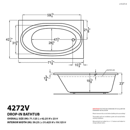 Atlantis Whirlpools Vogue 42 x 72 Rectangular Air Jetted Bathtub