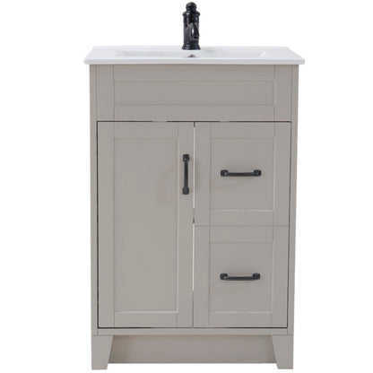 Bellaterra 24" Manufactured Wood Single Rectangular Sink Vanity 9004-24-LG (Light Gray)