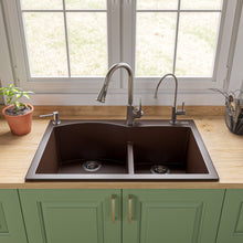 Load image into Gallery viewer, ALFI brand AB3320DI-C Chocolate 33&quot; Double Bowl Drop In Granite Composite Kitchen Sink
