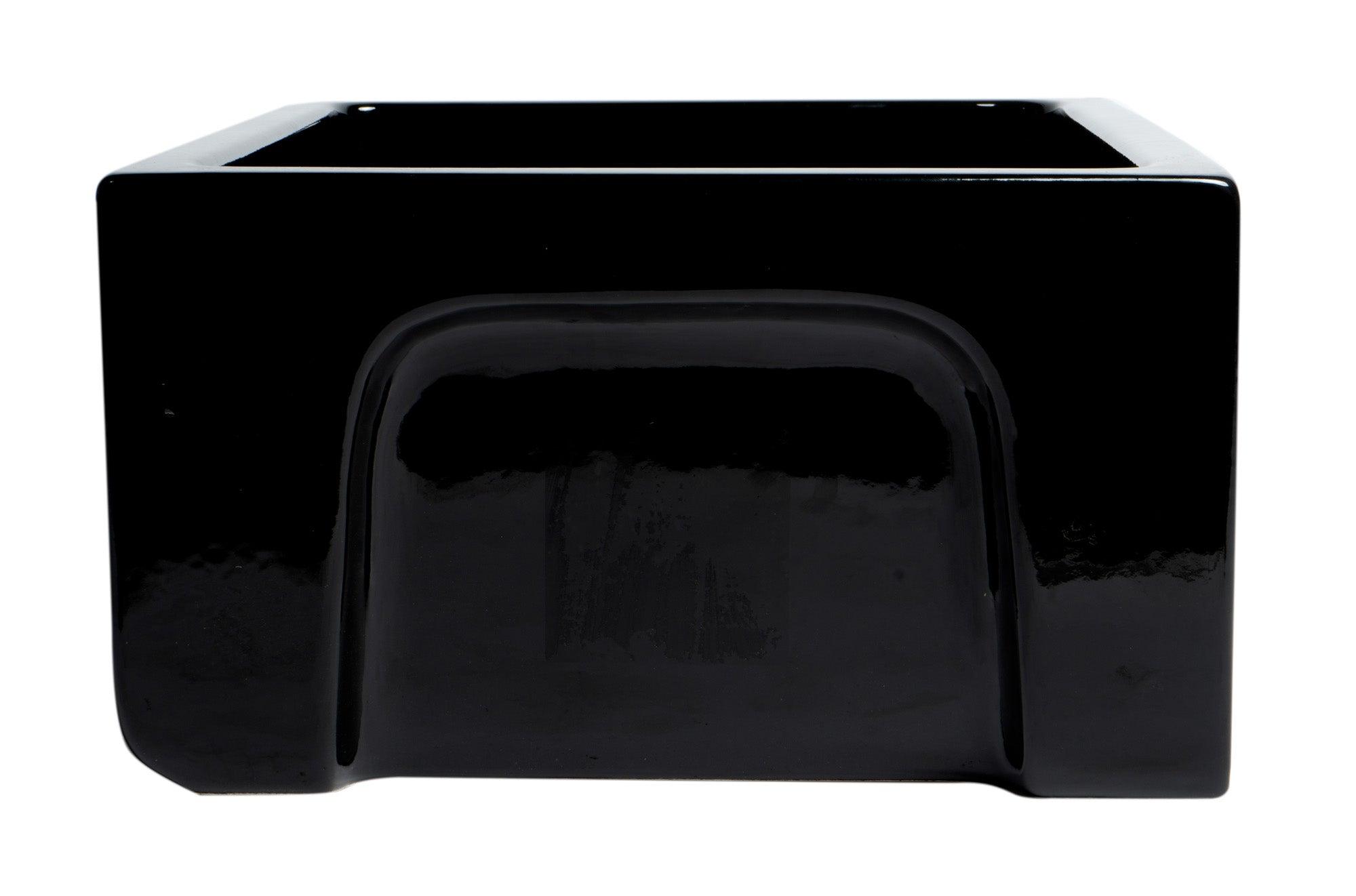 ALFI brand AB2418HS-BG 24" Black Gloss Reversible Smooth / Fluted Single Bowl Fireclay Farm Sink