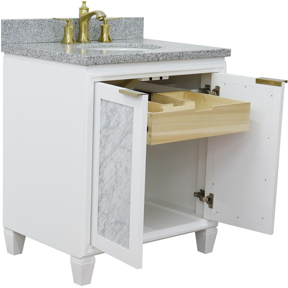 Bellaterra 31" Wood Single Vanity w/ Counter Top and Sink 400990-31-WH-GYO