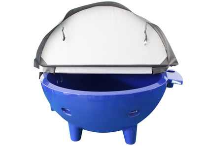 ALFI brand Dark Blue FireHotTub The Round Fire Burning Portable Outdoor Hot Bath Tub