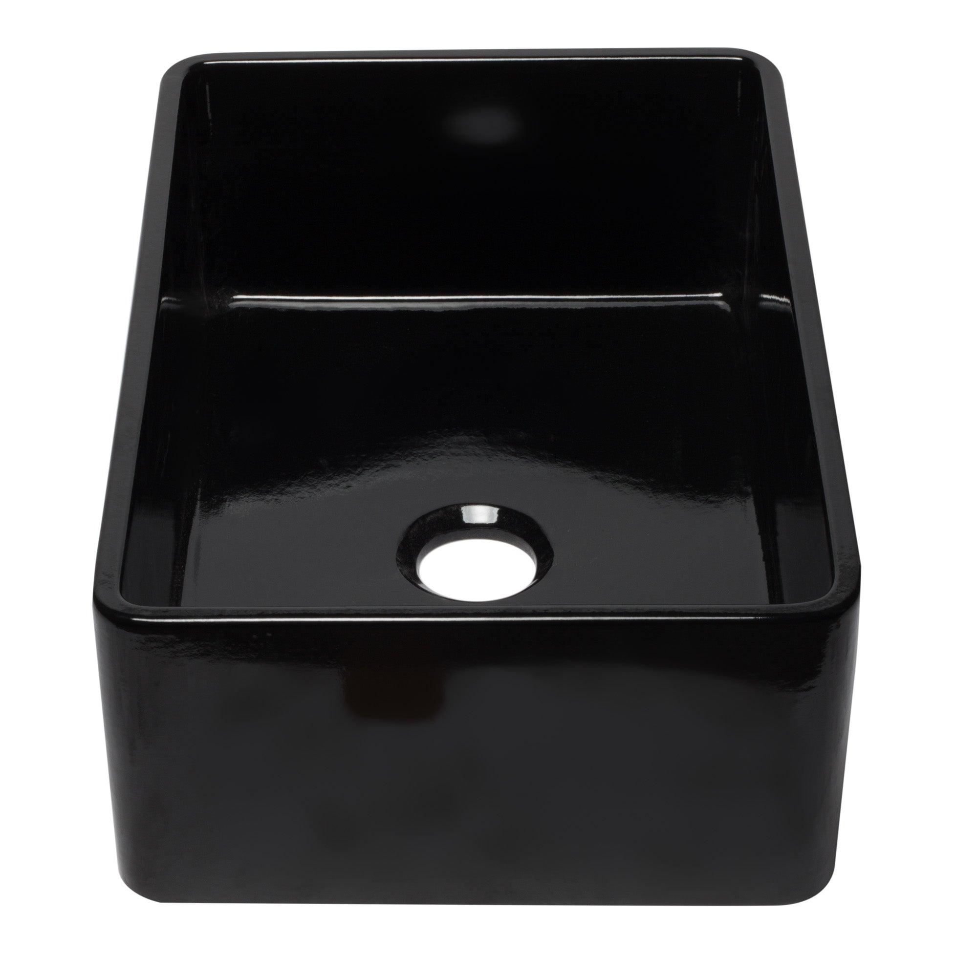 ALFI brand AB3020SB-BG 30 inch Black Reversible Single Fireclay Farmhouse Kitchen Sink