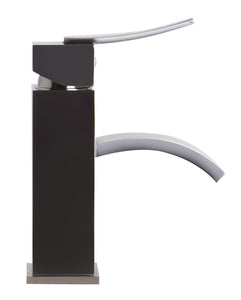 ALFI brand AB1258-BN Brushed Nickel Square Body Curved Spout Single Lever Bathroom Faucet