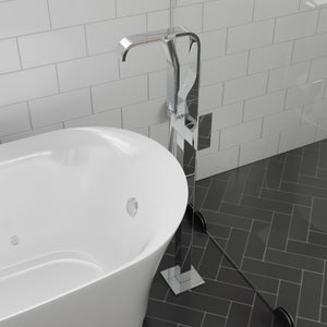 ALFI brand AB2180-PC Polished Chrome Single Lever Floor Mounted Tub Filler Mixer w Hand Held Shower Head