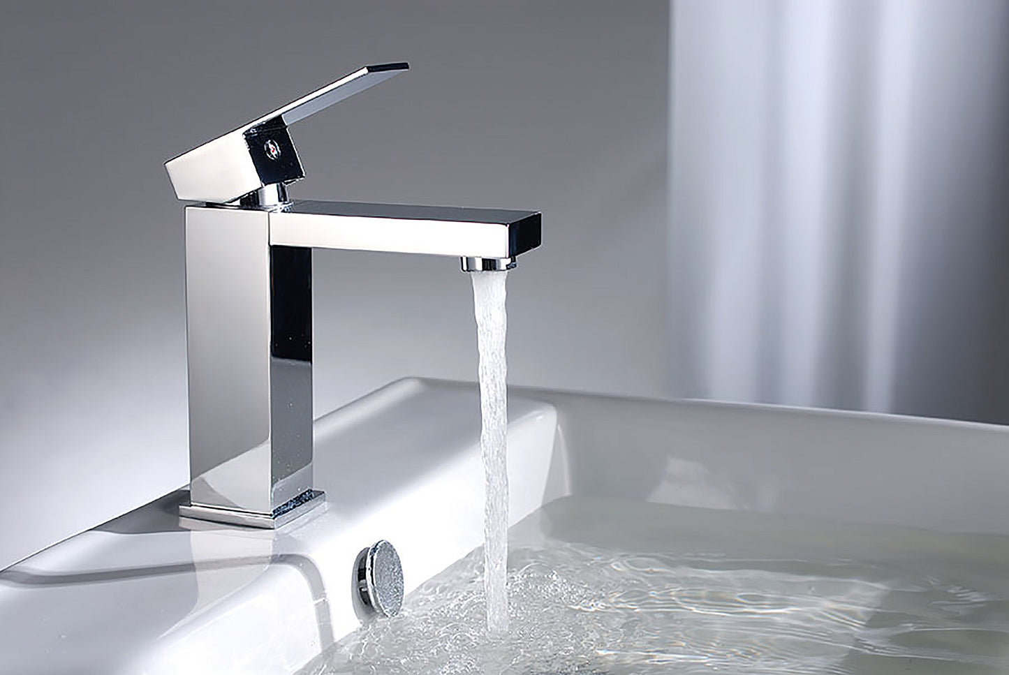 ALFI brand AB1229-PC Polished Chrome Square Single Lever Bathroom Faucet